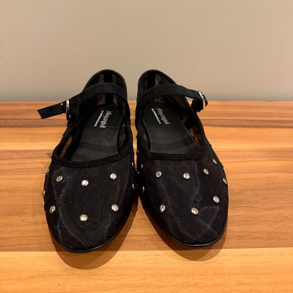 Jeffrey Campbell Black Flats with Silver Studs - Picture 1 of 6